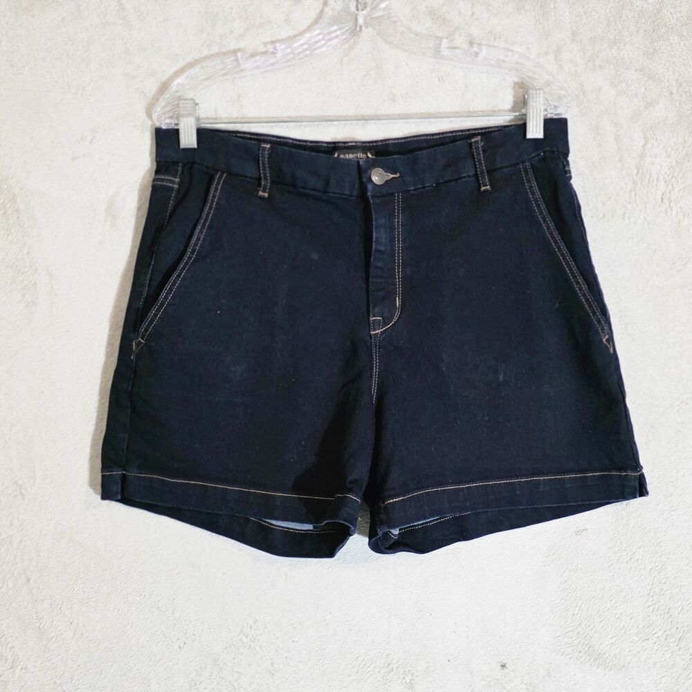 Nanette Lepore Bell High Rise Denim Shorts Blue Sz 12